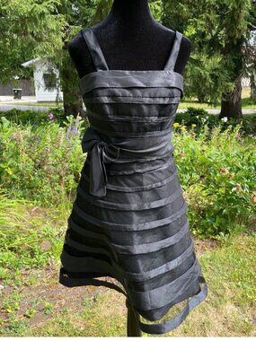 Vintage Y2K B2 Mini Dress A Line Layered Bow Black Alt French Girl Goth Sz 6